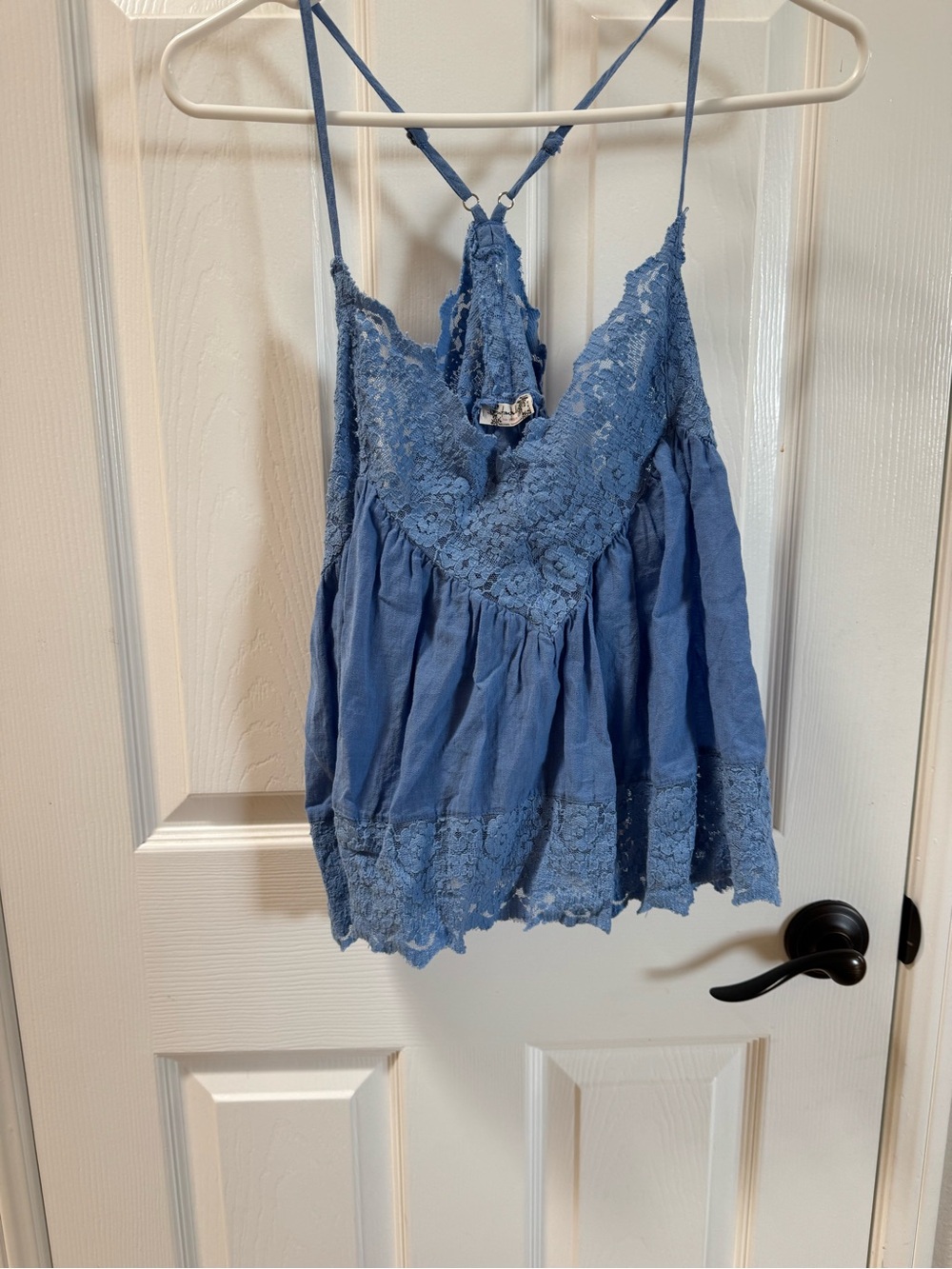 Free People Fiona Blue Lace Trim Camisole size medium